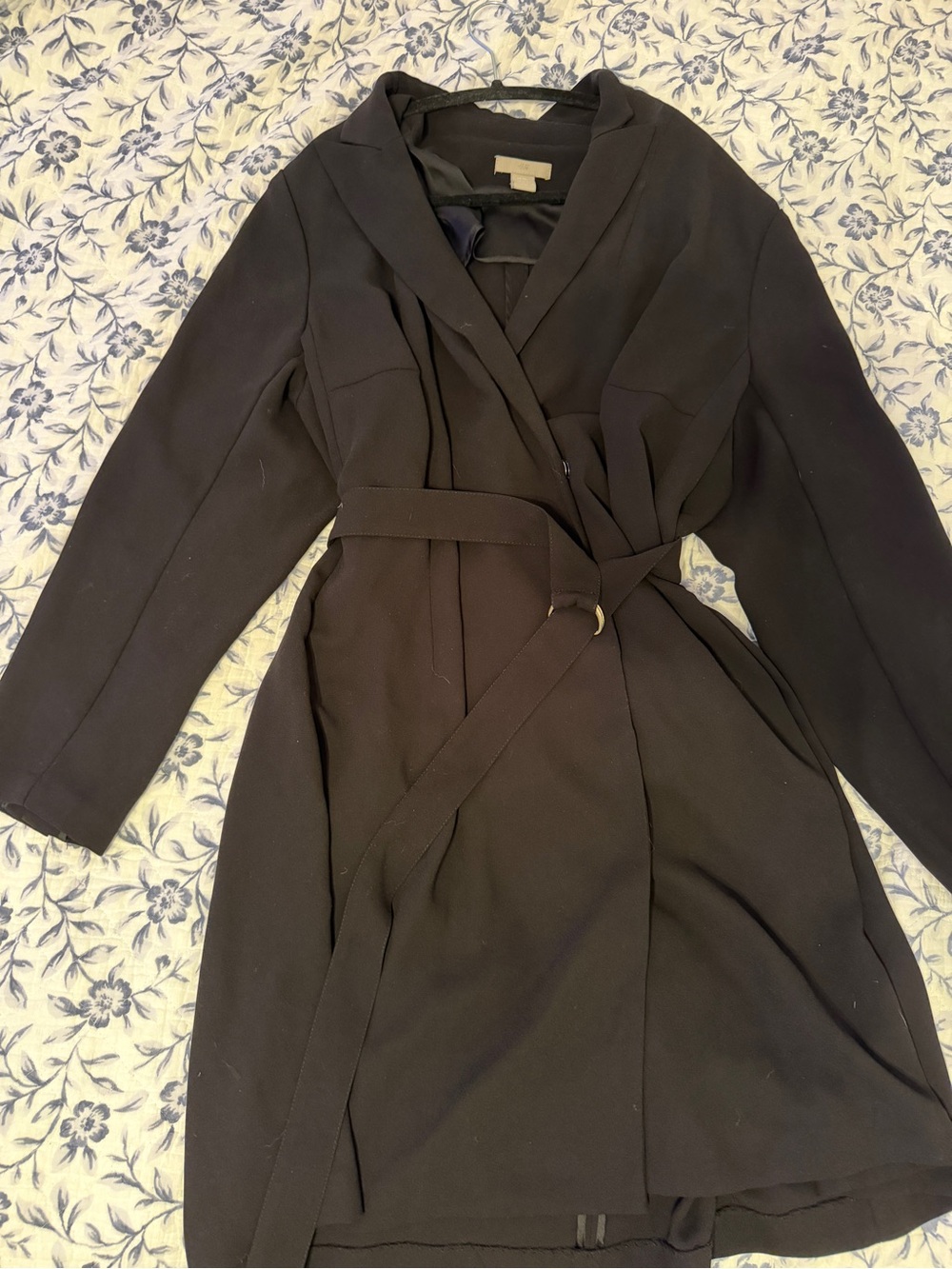 H&M Black Long Sleeve Belted Wrap Dress